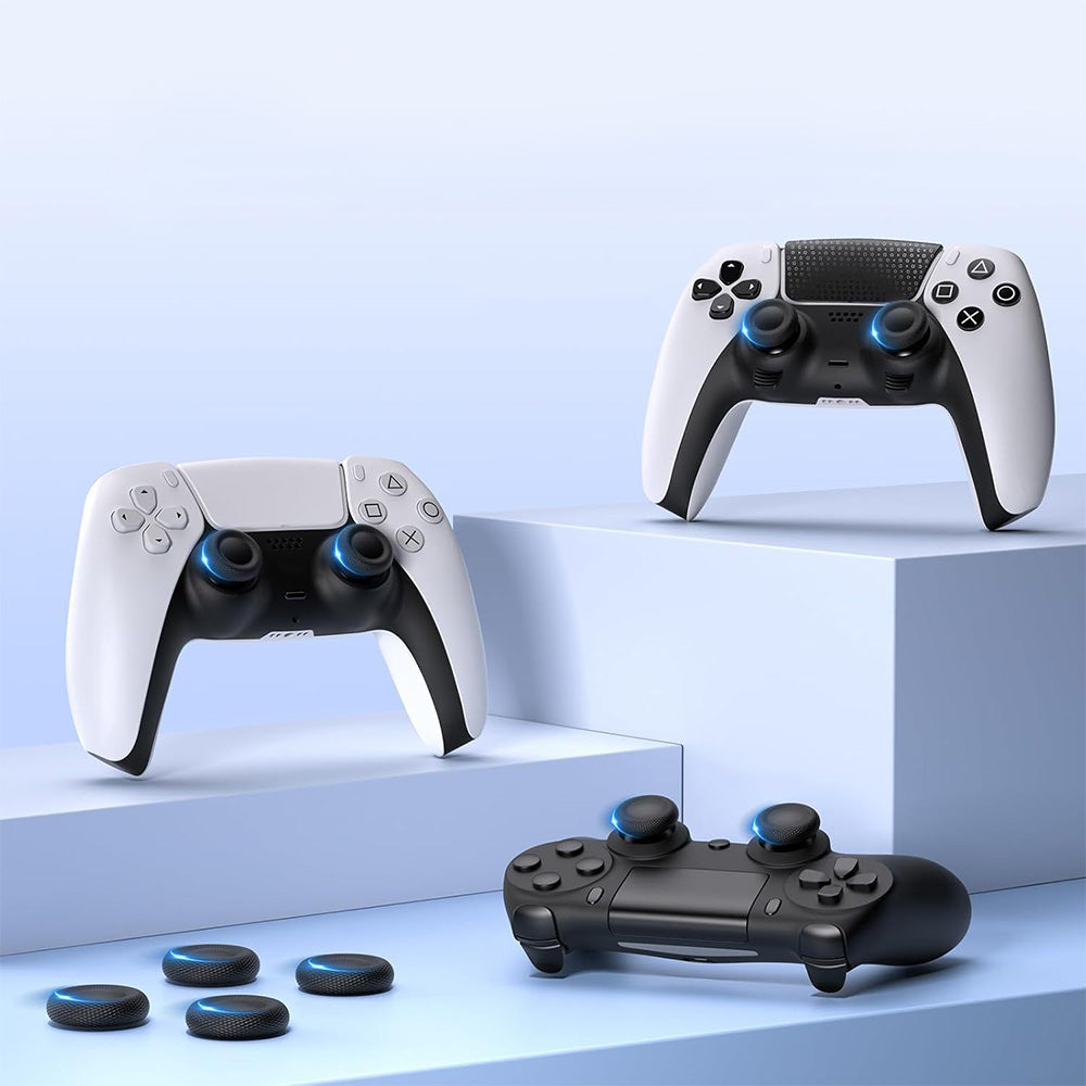 10 Pack TPU Thumb Grip Caps for PS4 and PS5 Controller Joysticks - Black