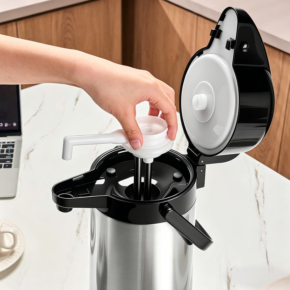 3L Stainless Steel Vacuum Insulated Water Dispenser Pump Flask Hot Cold Beverage Server-Silver