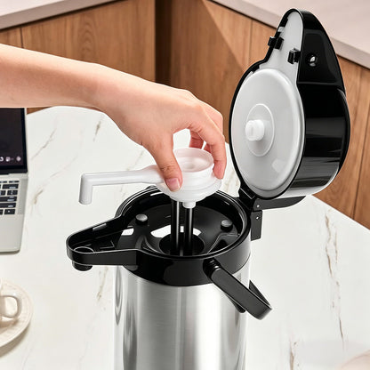 3L Stainless Steel Vacuum Insulated Water Dispenser Pump Flask Hot Cold Beverage Server-Silver