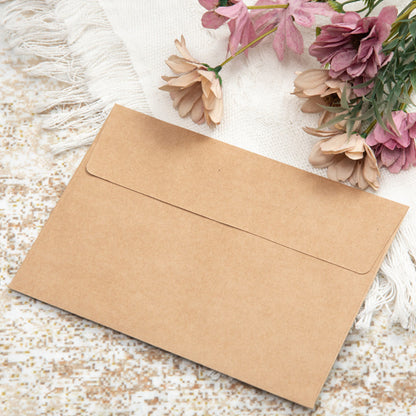 50 Pack Kraft Paper Self Adhesive Envelopes for Cards Photos - Brown