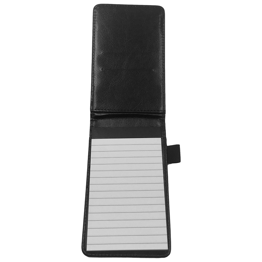 A7 Mini Pocket Notebook PU Leather Notepad with Pen Holder Card Slot-Black