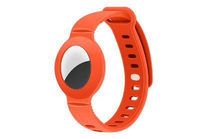 Silicone Watch Band AirTag Bracelet  Kids Silicone Watch Bands Anti-Scratch Films Wristband for Apple AirTag-Orange