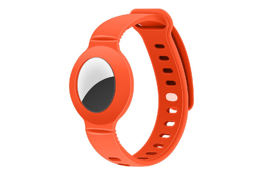 Silicone Watch Band AirTag Bracelet  Kids Silicone Watch Bands Anti-Scratch Films Wristband for Apple AirTag-Orange