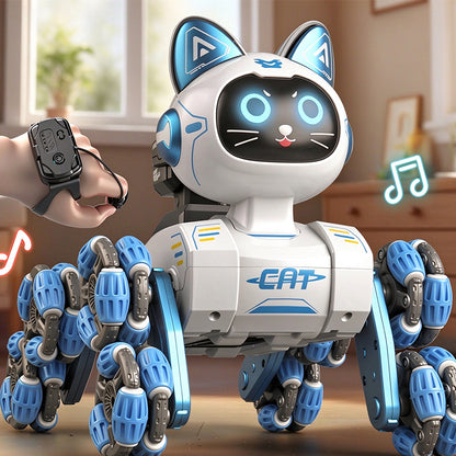 Smart Robot Cat 8 Wheel Gesture Sensing Smart Toy Cat - Blue