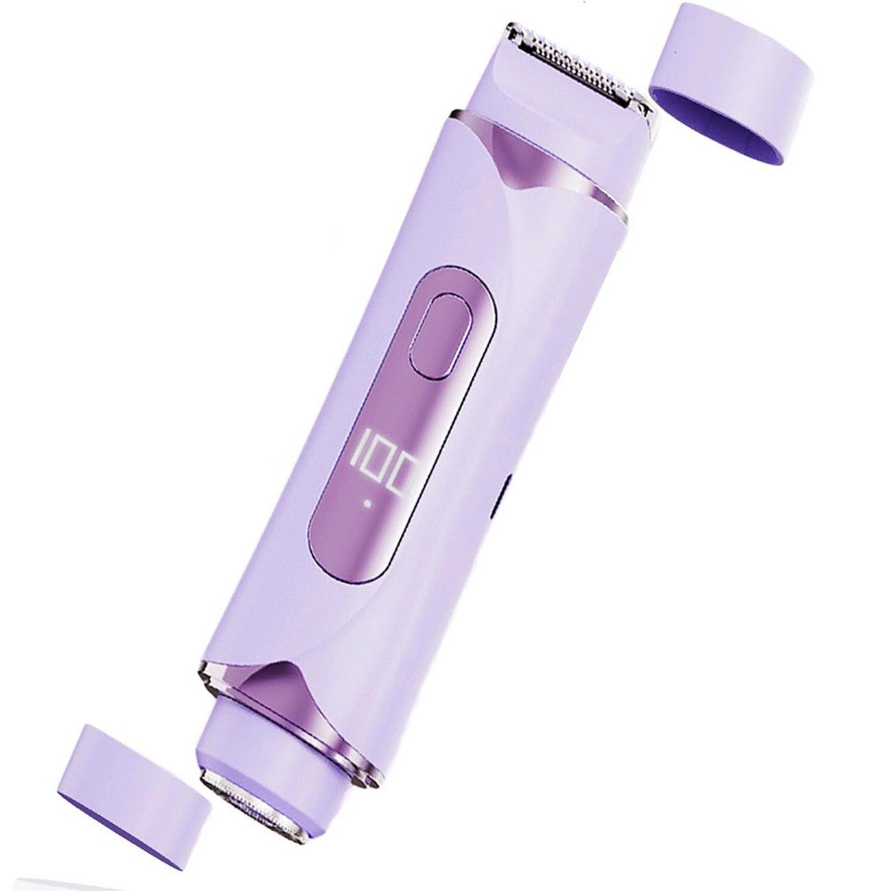 2-in-1 Electric Shaver and Bikini Trimmer with LED Display Facial Hair Remover-Purple