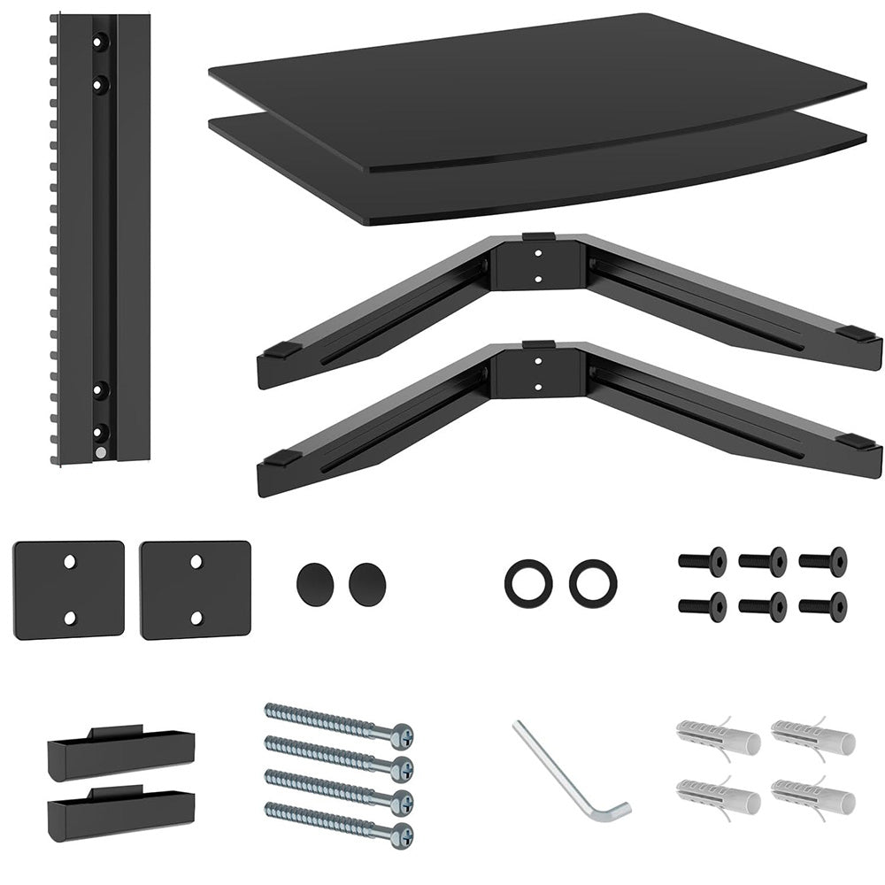 Two-Tier Tempered Glass Floating TV Media Shelf