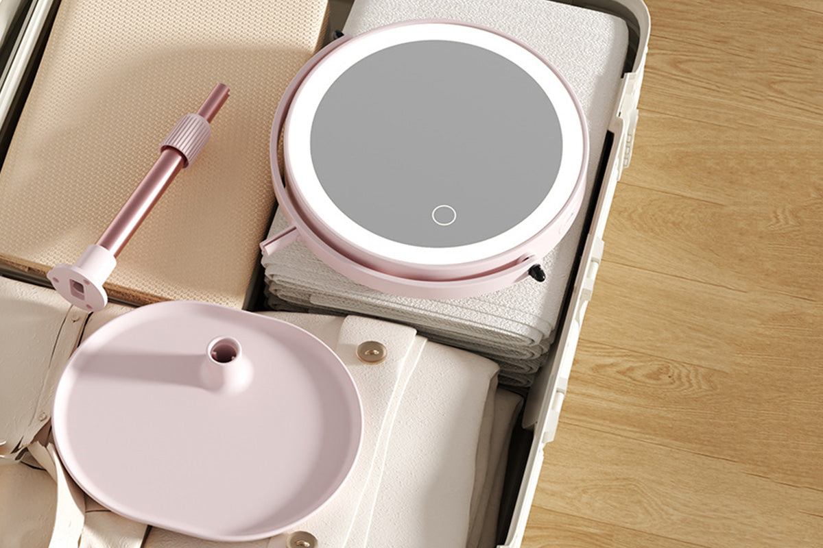 Adjustable Height Dual-Sided LED Makeup Mirror with 3 Color Lighting