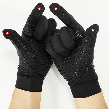 Full Finger Copper Arthritis Compression Gloves with Touchscreen Tips for Tendonitis