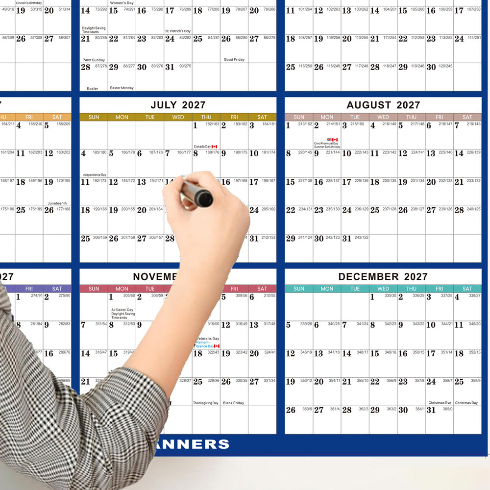 2027 Double Sided Dry Erase Wall Planner Calendar