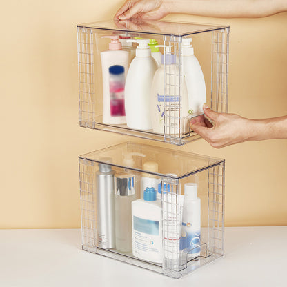 2Pcs Stackable Clear Makeup Organizer Drawer-S Size