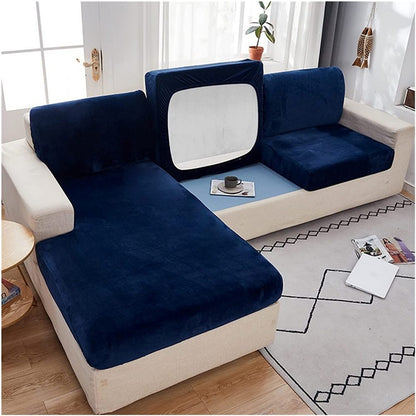 Stretch Velvet Sofa Protector Cover Navy Blue
