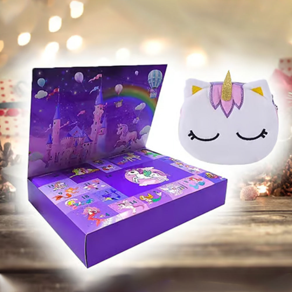 32Pcs Set Jewellery Countdown Calendar Unicorn Christmas Advent Calendar for Girls Style 2