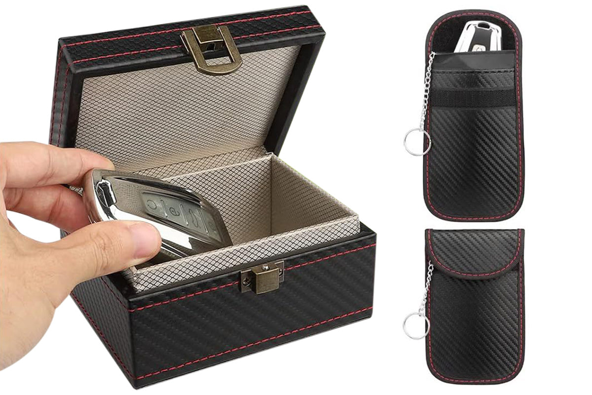 Key Fob Protector with Two Car Key Bags Anti Theft RFID Box
