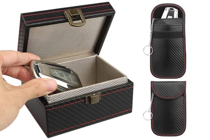 Key Fob Protector with Two Car Key Bags Anti Theft RFID Box