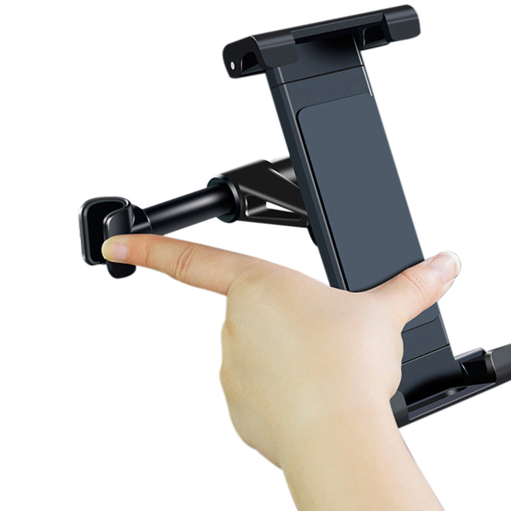 Universal Car Headrest Tablet Holder Rotating Mount for Phones Tablets  Black
