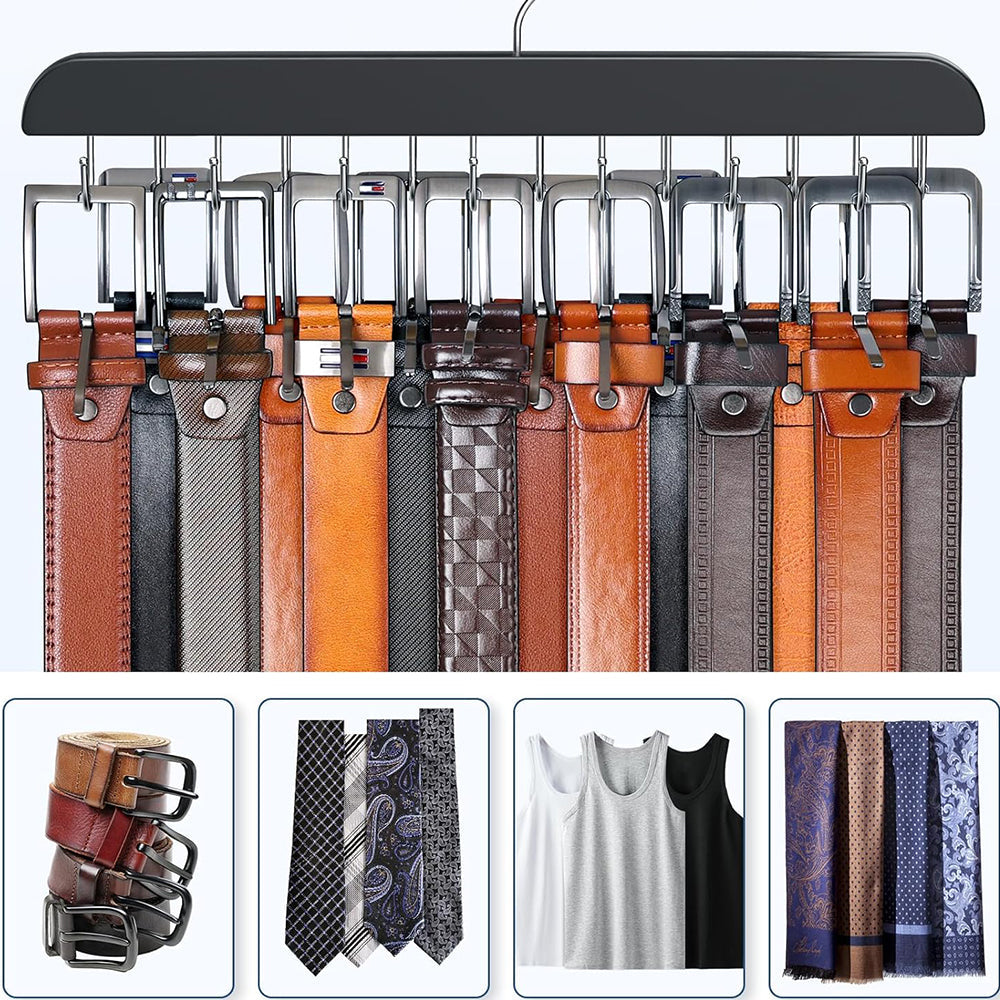 14-Hook Belt Hanger Bra Hanger Tie Storage Holder Rack Space Saving Closet Accessories