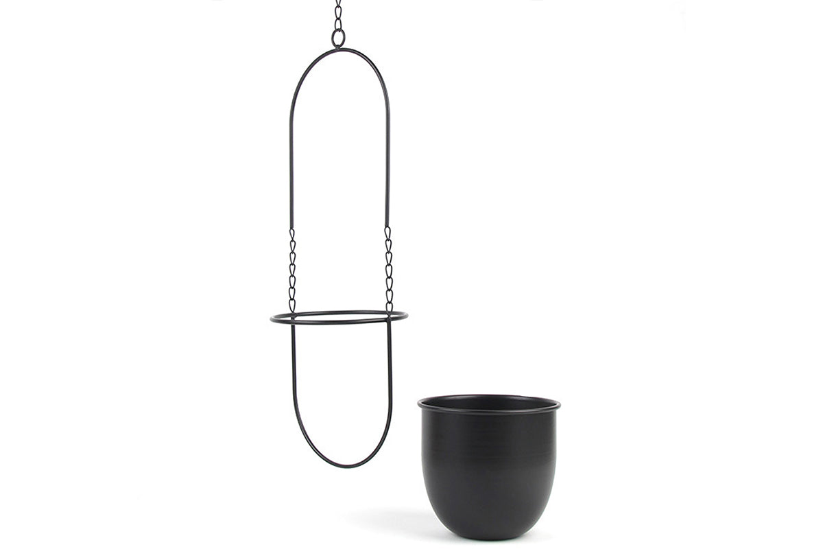 Swing Hanging Planter Planter Pots for Outdoor Plants with Drainage Hole-Black