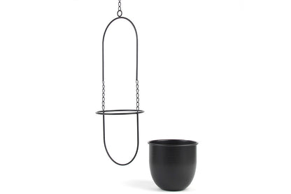 Swing Hanging Planter Planter Pots for Outdoor Plants with Drainage Hole-Black