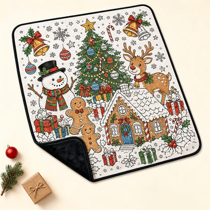 DIY Coloring Graffiti Christmas Blanket Drawing Blanket for Adults - Style1