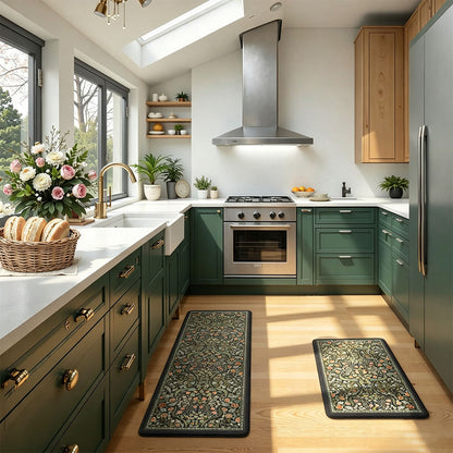 2 Piece Diatomite Kitchen Floor Mat Set - Olive