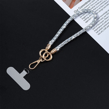 Crossbody Phone Lanyard with Wrist Strap and Locking Clips - Silver