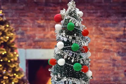 4PCS Christmas Pom Pom Garland Hanging Ball For Christmas Tree Party Decor