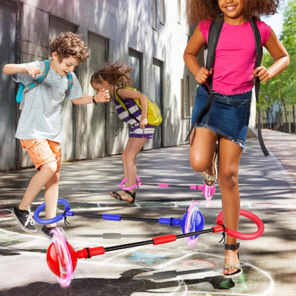 Foldable Skip Ball for Kids Colorful Flashing Wheel Skip Ball Game Fitness Toys Red