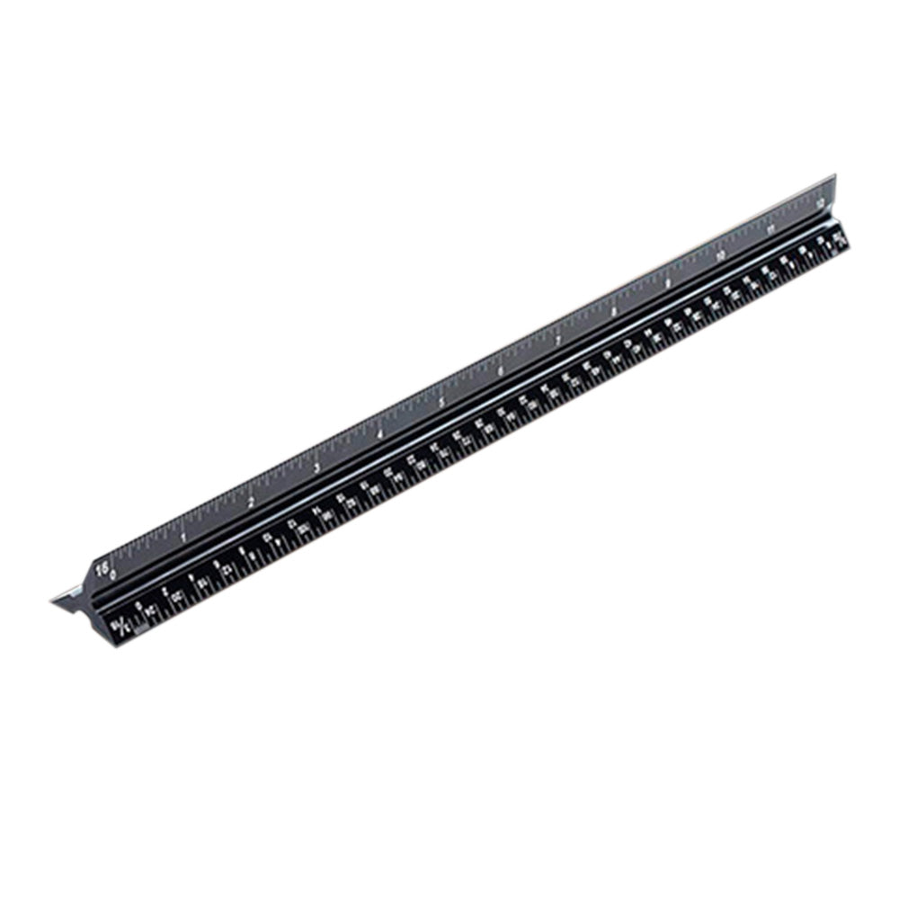 Architectural Scale Ruler Aluminum Triangular Ruler for Blueprint Triangle Drafting Architecture Black