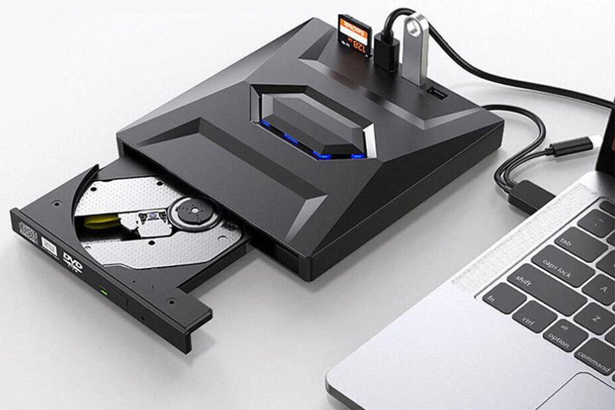 7 in 1 External CD DVD Drive USB3.0 Type-C Writer Burner Player for Laptop Windows