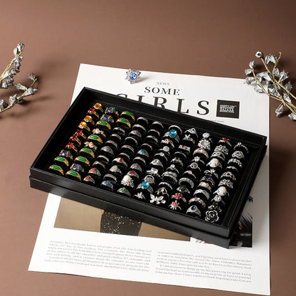 100 Slots Jewelry Ring Display Organizer Case Tray Holder Earring Storage Box