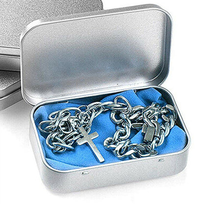 6 PCS Rectangular Small Tin Box with Hinged Lid