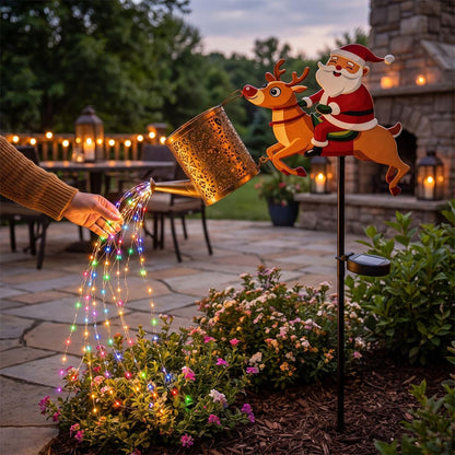3D Solar Reindeer Watering Can LED Christmas Garden Stake Light