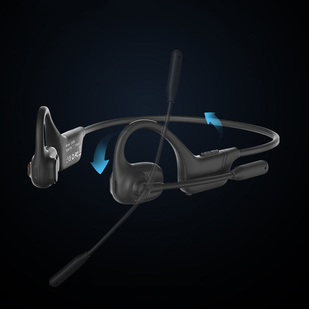 Open Ear Air Conduction Bluetooth Headphones with Noise Canceling Mic for Sports-Black