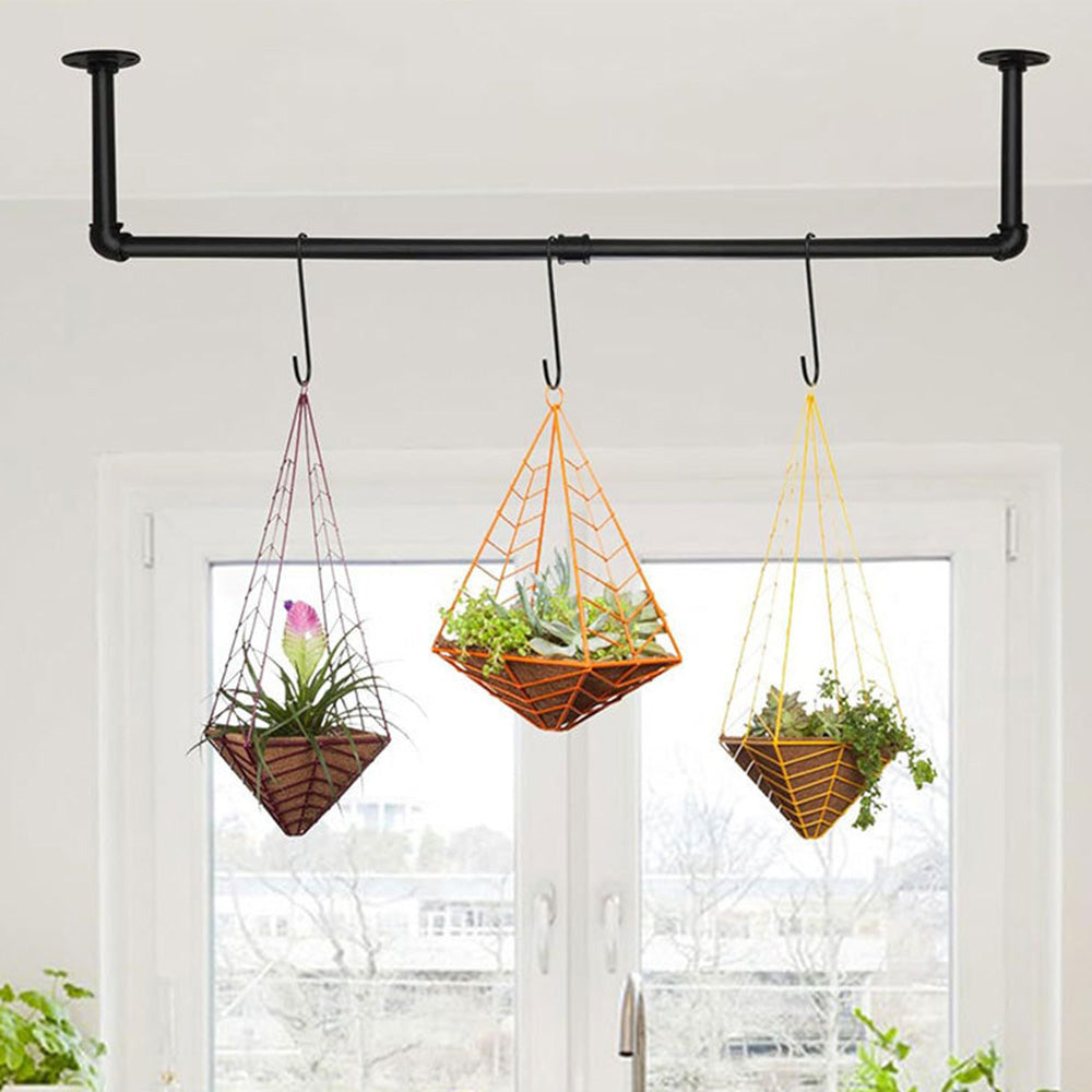 183cm Galvanized Carbon Steel Wall Mounted Clothes Rack - Black