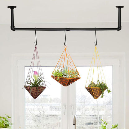 183cm Galvanized Carbon Steel Wall Mounted Clothes Rack - Black