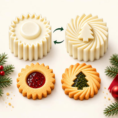 White Cake Double Head Pastry Mold Christmas Tree Cookie Press