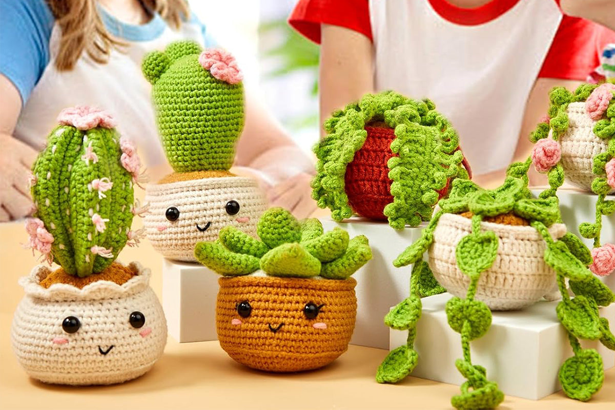 6 Pack Hanging Potted Plants Craft Knitting Knitting Kits With  Hooks Yarn Set