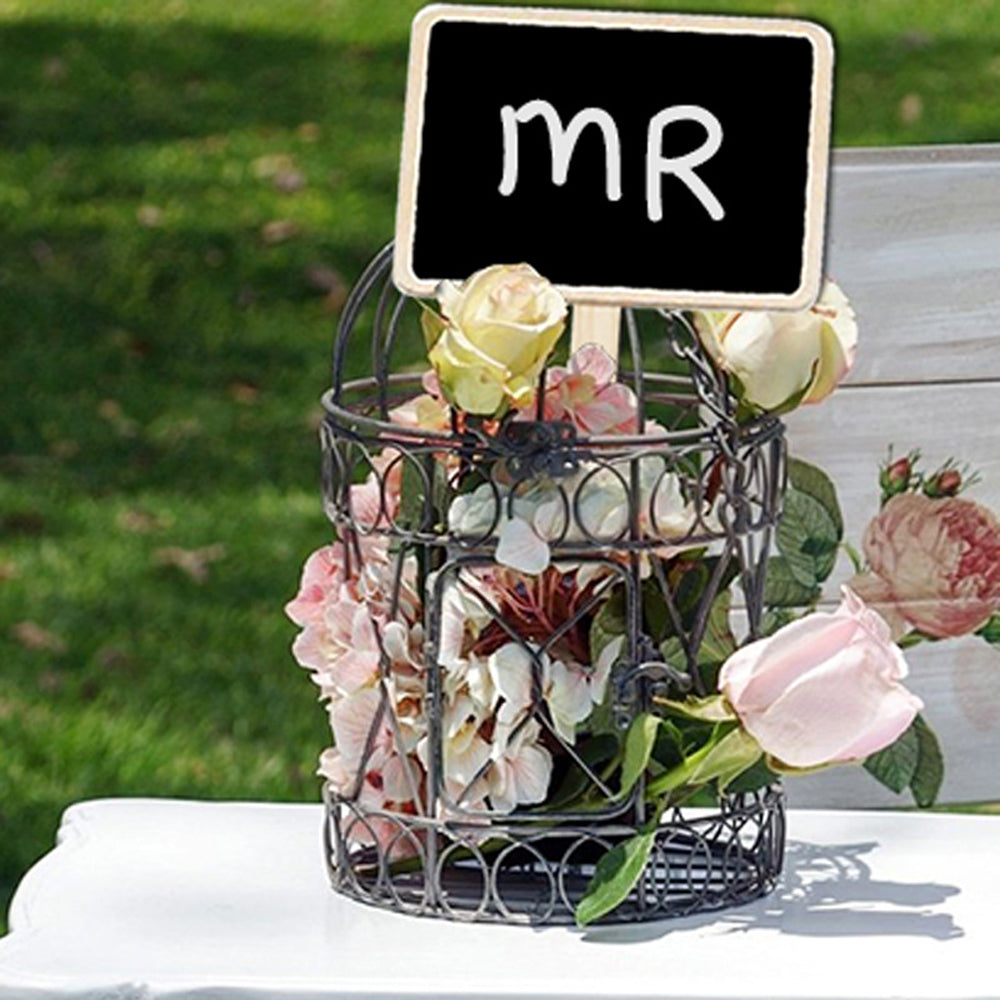 Set of 3Pcs Herb Garden Planter Set Metal Plant Pots with Tray and 10Pcs Wood Chalkboard Stakes