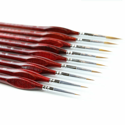 11 PCS Artist Paint Brush Set Detail Painting Brush-Red
