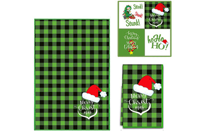 4Pcs Set Christmas Kitchen Towels Grinch Hand Inspirited Towel Merry Christmas Decorative Xmas Absorbent Dish Towels-Style 1