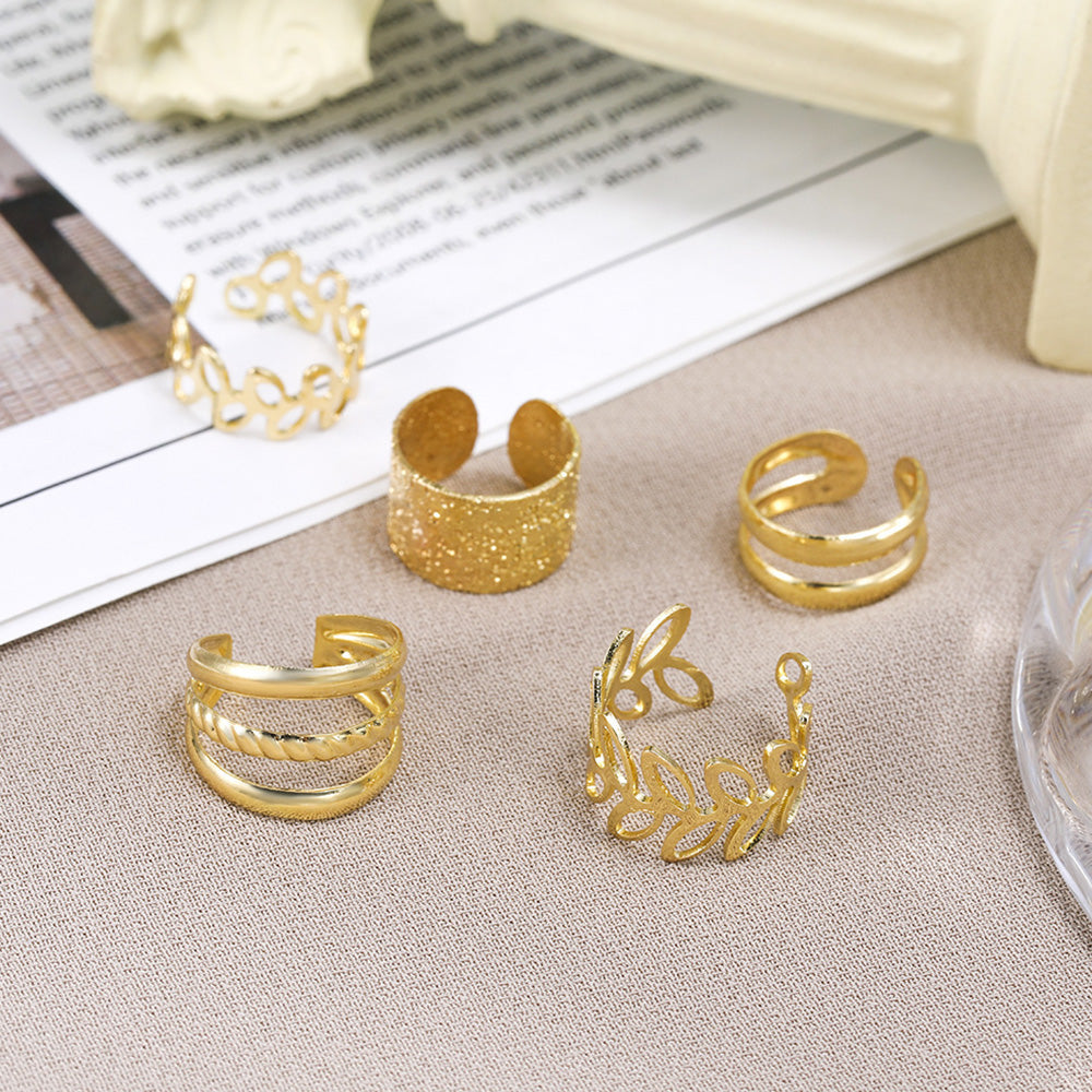 15Pcs Set Unisex Clip On Non-Piercing Earrings Fake Helix Cartilage Conch Ear Decorations Gold