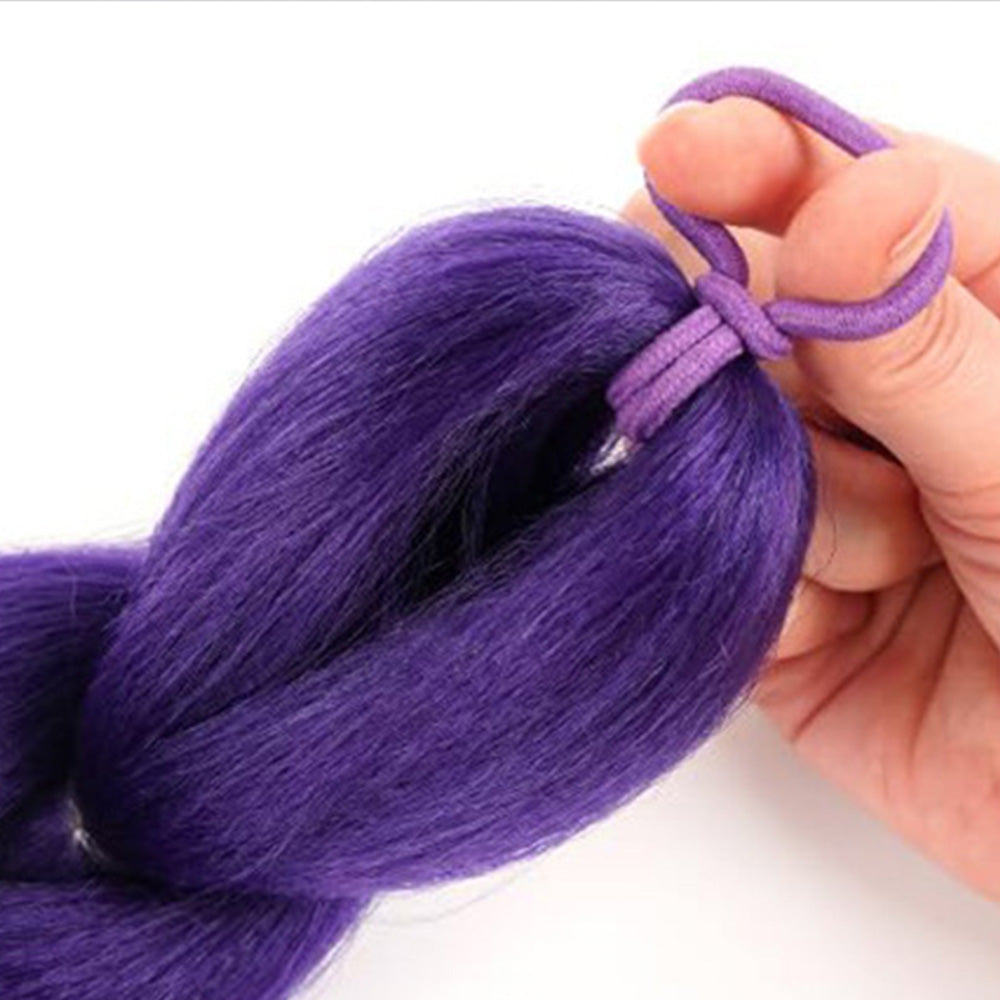 65 cm Purple Braided Ponytail Hairpiece with Elastic Band for Cosplay Party