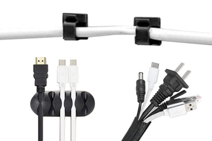 173Pcs Cable Management Organizer Kit Cable Sleeve Split with Self Adhesive Cable Clips Holder