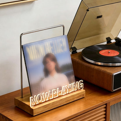 LED Now Playing Vinyl Record Storage and Display Stand with Light