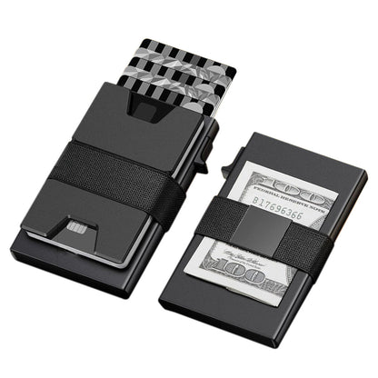 RFID Blocking Card Holder for Men Minimalist Metal Pop Up Wallet