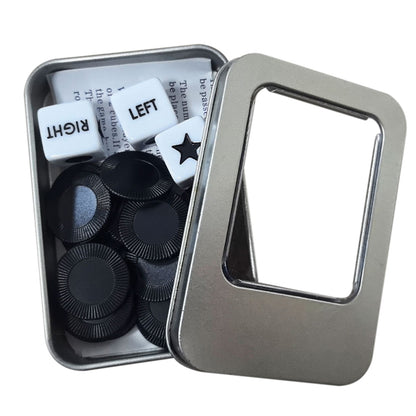 Left Right Center Dice Game Prime Set with 3 Dices 24 Chips for Party Family Fun-Black