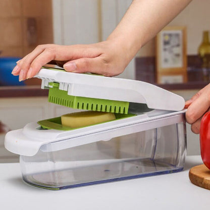 Vegetable Chopper with Container Mandoline Slicer for Kitchen Salad Prep-Green