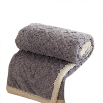 Double Sided Throw Blanket Thickened Imitation Cashmere Jacquard Blanket Quilt Gray