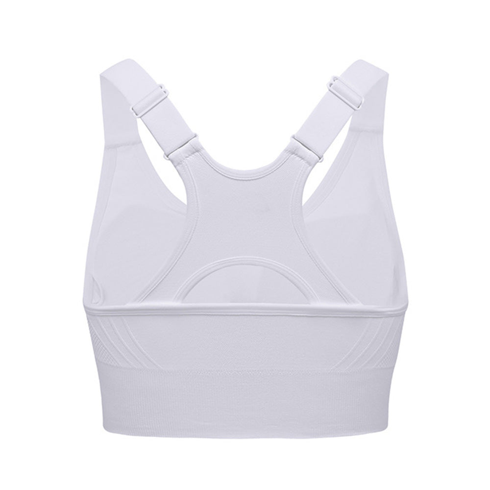 Women Adjustable Sports Bra Wide Strap Design for Running and Gym Fitness-White