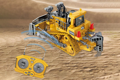 9 Channel 2.4GHz RC Bulldozer Toy Track Type Tractor Toys With Lights And Sound Construction Play Toys
